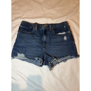 Women's Levi's Blue Denim Distressed High Rise Shorts Size 30